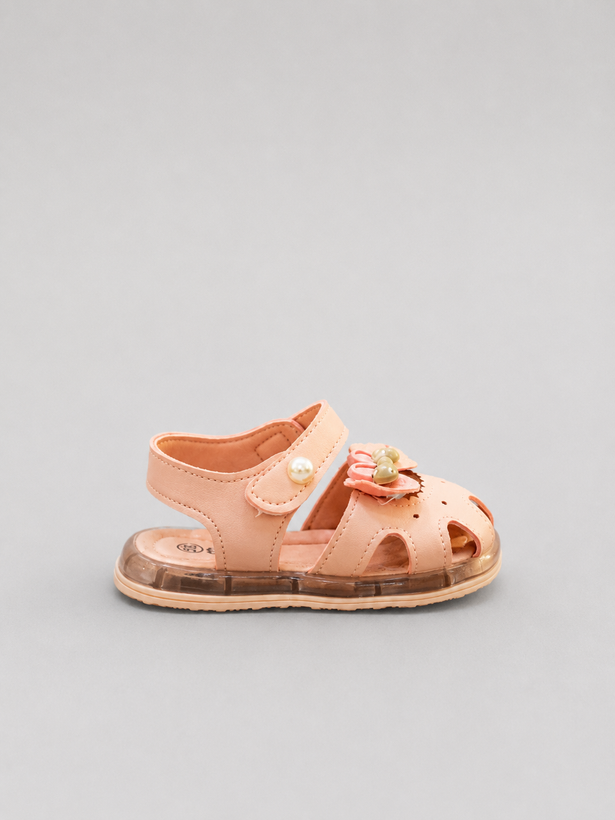 صندل تابستانی دخترانه چراغدار رنگ صورتی وارداتی برند k-shoes
