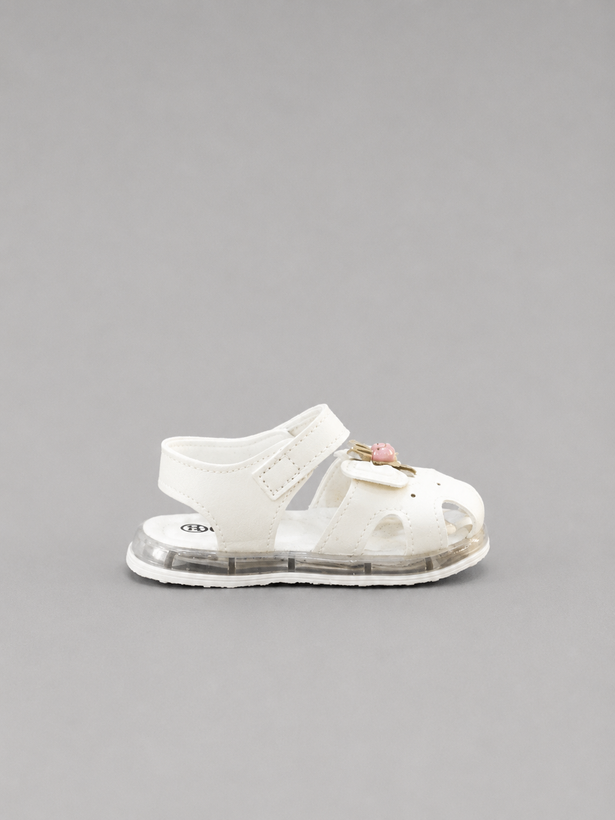 صندل تابستانی دخترانه چراغدار رنگ سفید وارداتی برند k-shoes