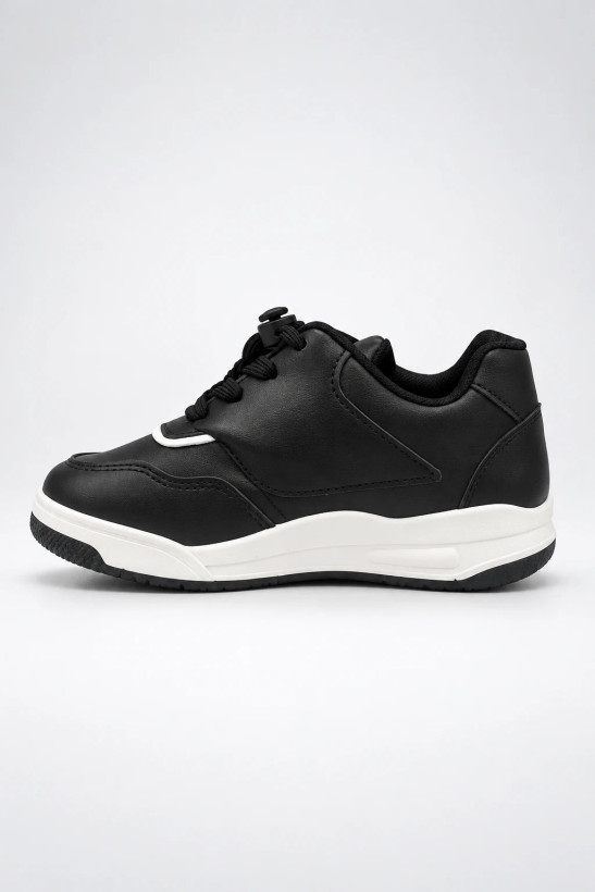 ونس بچگانه وارداتی طرح New Balance 550 - مشکی سفید (بند تزیینی)