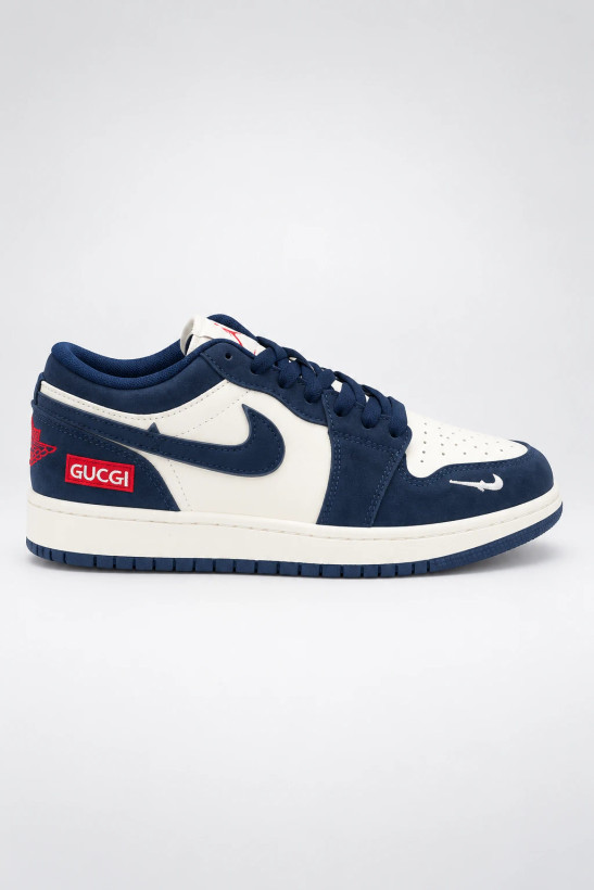 کتانی وارداتی اورجینال برند K Shoes | طرح Jordan Low رنگ سفید سرمه ای