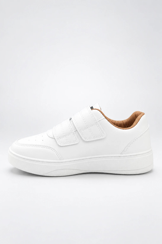 ونس اسپرت دو چسبی وارداتی برند K Shoes – رنگ سفید با آستر عسلی لوکس