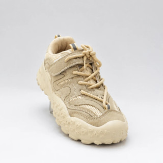 کتانی اسپرت بچگانه چسبی با بند تزیینی | رنگ کرم تولید ایران